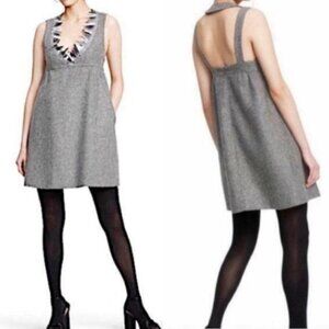 Anna Sui metallic gray tweed empire waist baby doll dress back cutout Target